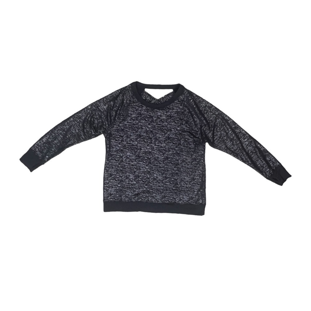 Ideology Black Silver Criss Cross Back Long Sleeve Sweatshirt Size XL Women’s